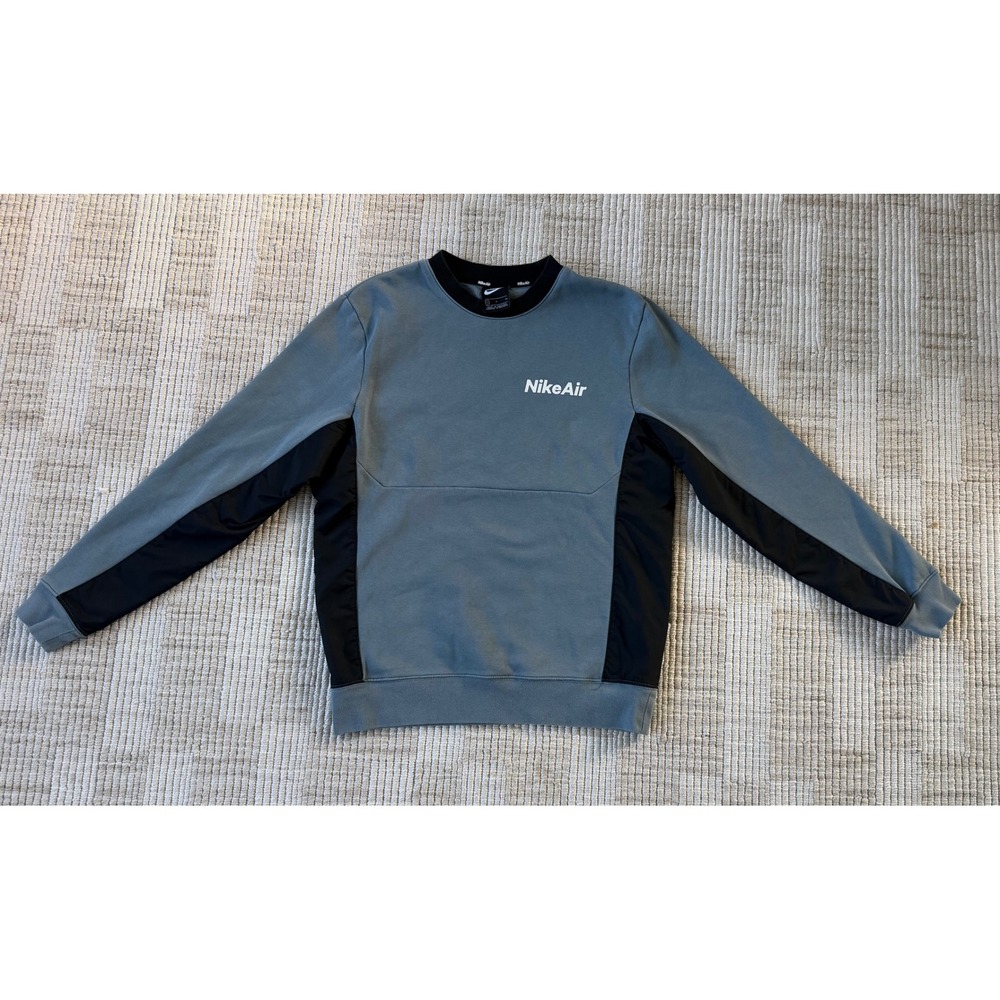 Nike Air Crewneck Sweatshirt Blue Gray Black Colorblock Fleece CU4136-031 Small